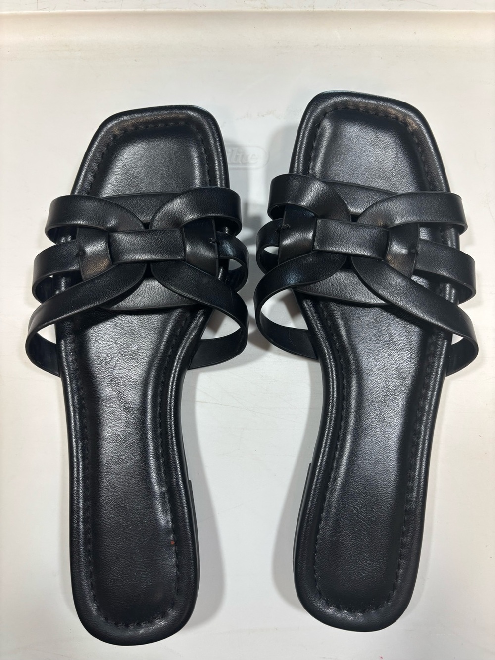 Universal Thread Black Woven-Strap Slide Sandals
